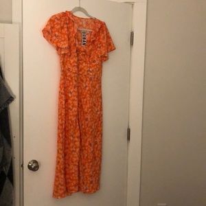 Orange urban outfitters midi dress